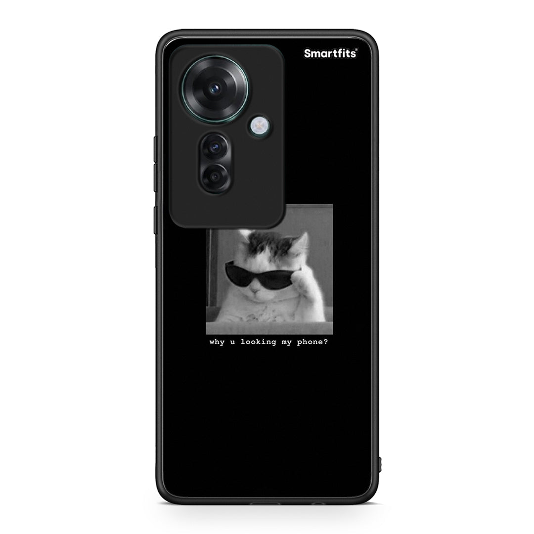 Oppo Reno11 F 5G Meme Cat θήκη από τη Smartfits με σχέδιο στο πίσω μέρος και μαύρο περίβλημα | Smartphone case with colorful back and black bezels by Smartfits