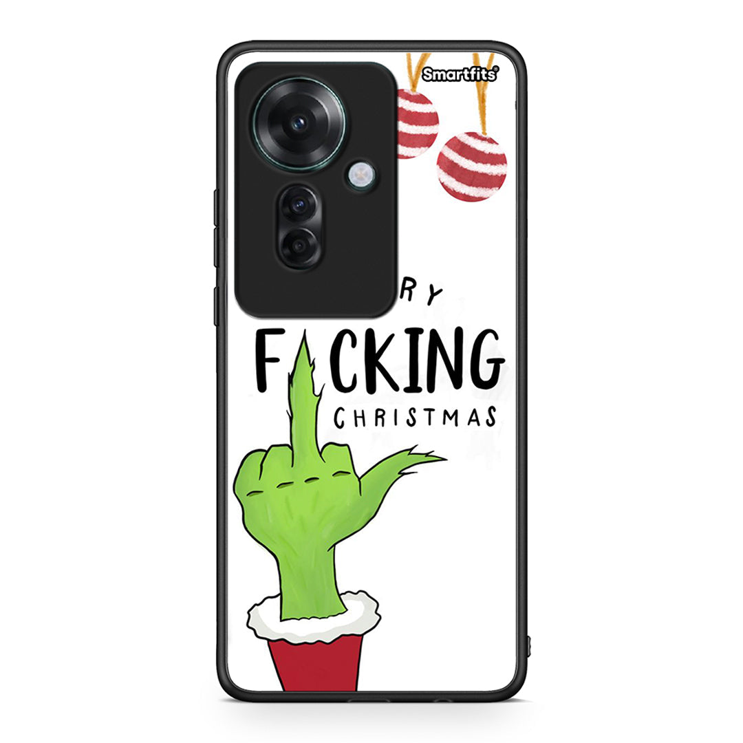 Oppo Reno11 F 5G Merry F Xmas θήκη από τη Smartfits με σχέδιο στο πίσω μέρος και μαύρο περίβλημα | Smartphone case with colorful back and black bezels by Smartfits