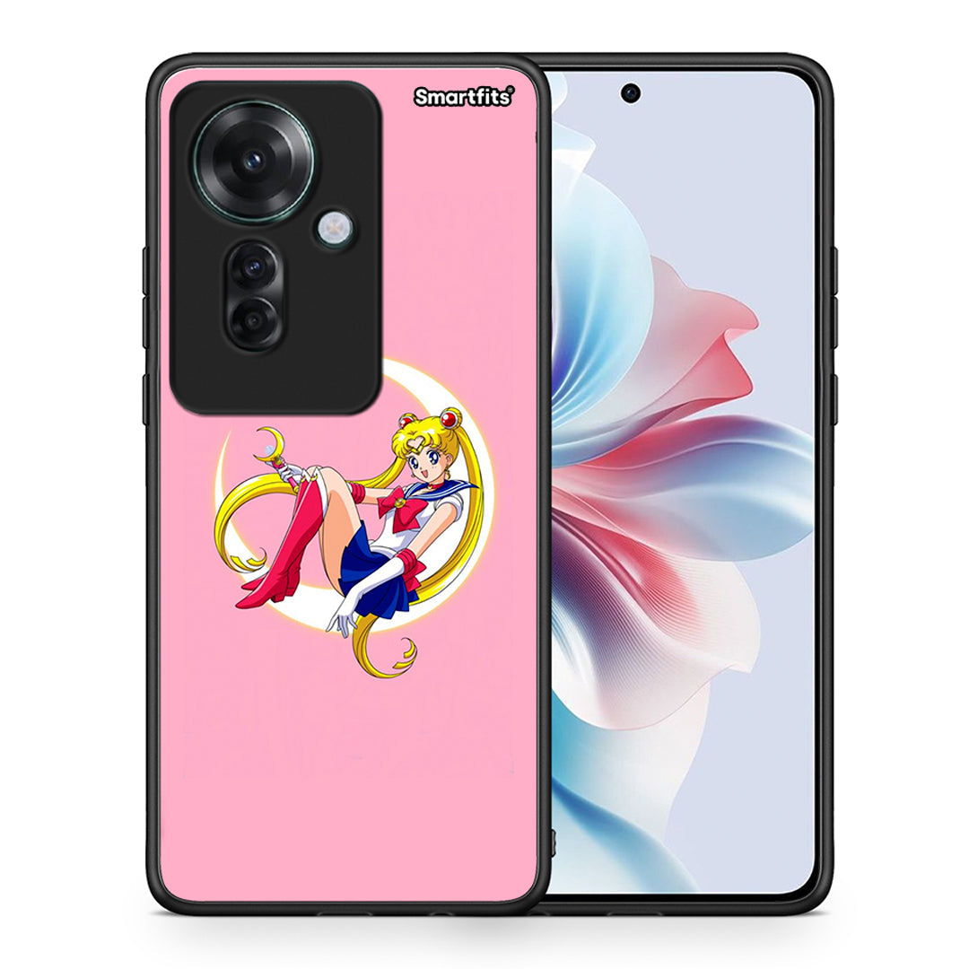 Θήκη Oppo Reno11 F 5G Moon Girl από τη Smartfits με σχέδιο στο πίσω μέρος και μαύρο περίβλημα | Oppo Reno11 F 5G Moon Girl case with colorful back and black bezels