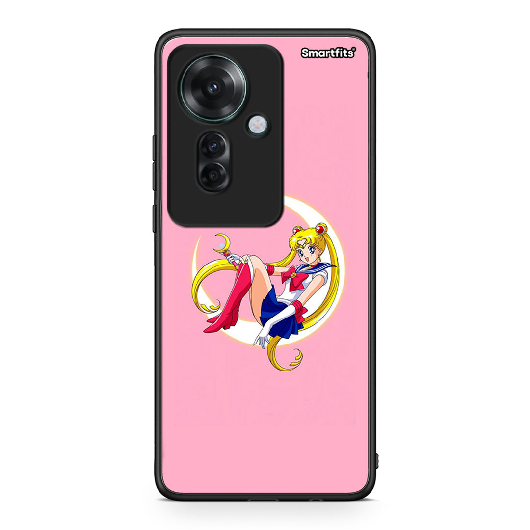 Oppo Reno11 F 5G Moon Girl θήκη από τη Smartfits με σχέδιο στο πίσω μέρος και μαύρο περίβλημα | Smartphone case with colorful back and black bezels by Smartfits