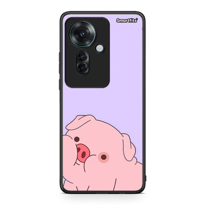 Oppo Reno11 F 5G Pig Love 2 Θήκη Αγίου Βαλεντίνου από τη Smartfits με σχέδιο στο πίσω μέρος και μαύρο περίβλημα | Smartphone case with colorful back and black bezels by Smartfits