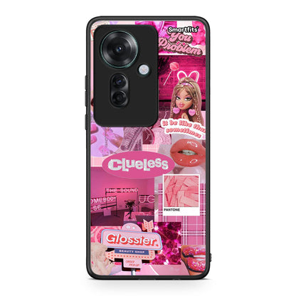 Oppo Reno11 F 5G Pink Love Θήκη Αγίου Βαλεντίνου από τη Smartfits με σχέδιο στο πίσω μέρος και μαύρο περίβλημα | Smartphone case with colorful back and black bezels by Smartfits