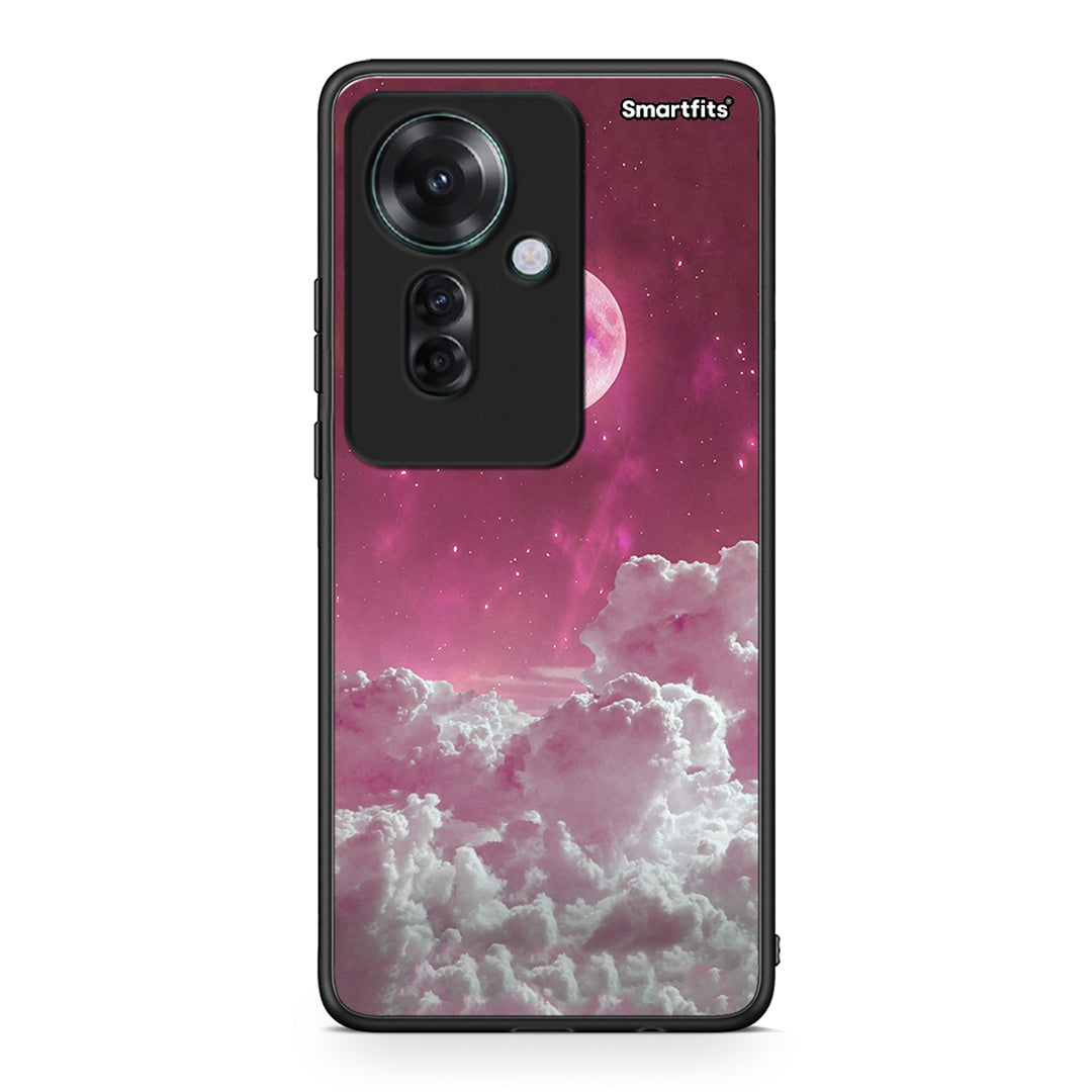 Oppo Reno11 F 5G Pink Moon Θήκη από τη Smartfits με σχέδιο στο πίσω μέρος και μαύρο περίβλημα | Smartphone case with colorful back and black bezels by Smartfits