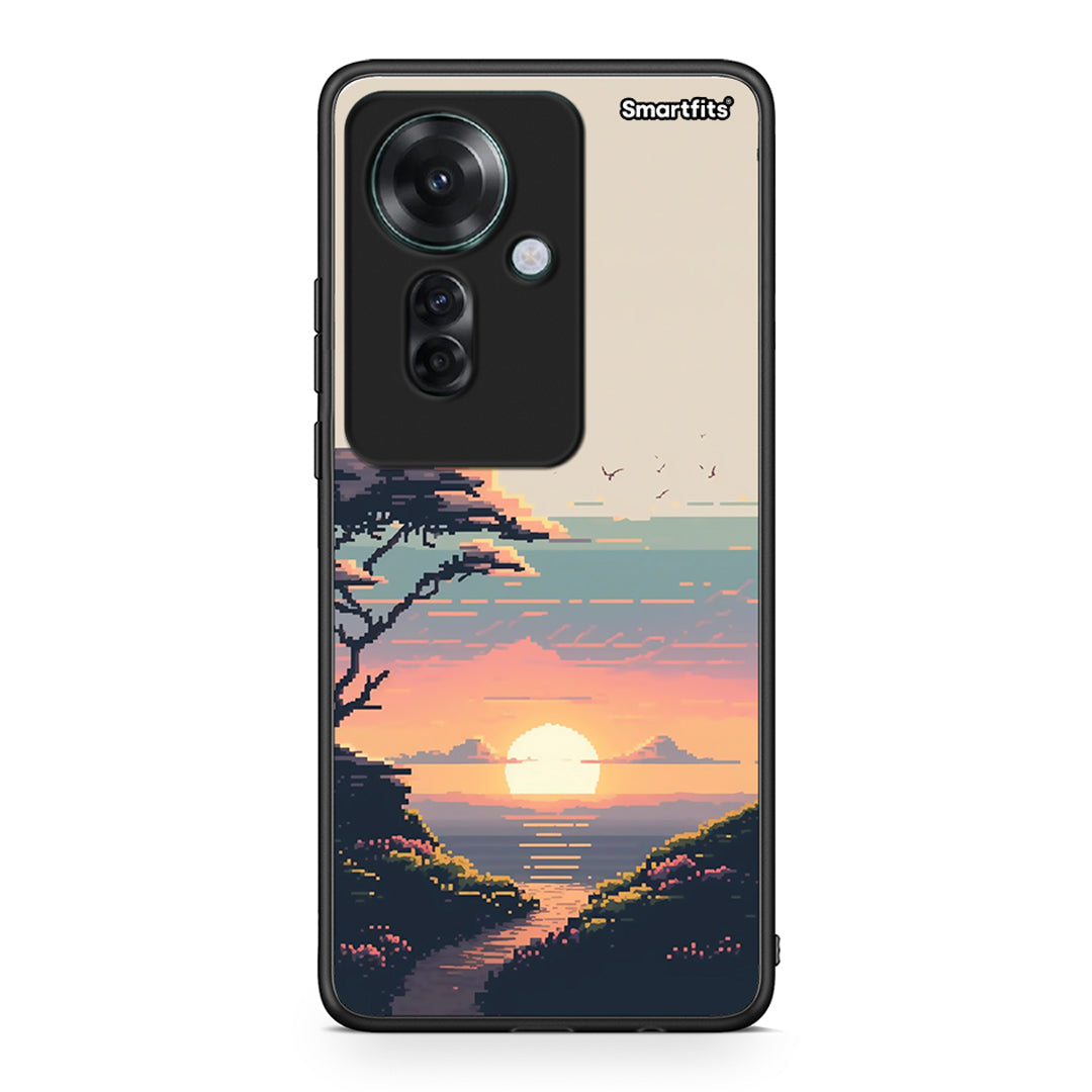 Oppo Reno11 F 5G Pixel Sunset Θήκη από τη Smartfits με σχέδιο στο πίσω μέρος και μαύρο περίβλημα | Smartphone case with colorful back and black bezels by Smartfits