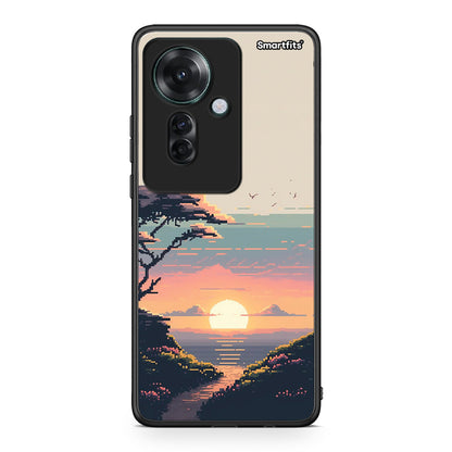 Oppo Reno11 F 5G Pixel Sunset Θήκη από τη Smartfits με σχέδιο στο πίσω μέρος και μαύρο περίβλημα | Smartphone case with colorful back and black bezels by Smartfits