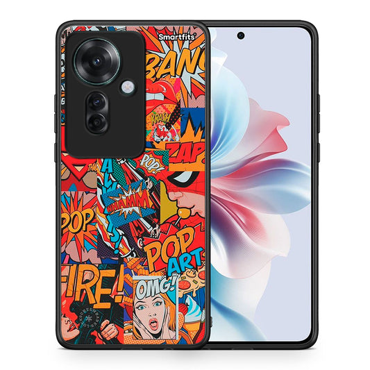 Θήκη Oppo Reno11 F 5G PopArt OMG από τη Smartfits με σχέδιο στο πίσω μέρος και μαύρο περίβλημα | Oppo Reno11 F 5G PopArt OMG case with colorful back and black bezels