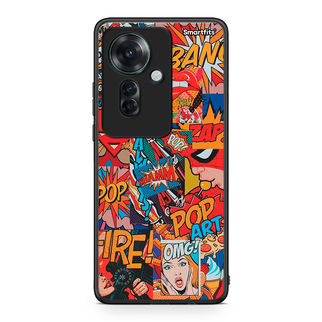 Oppo Reno11 F 5G PopArt OMG θήκη από τη Smartfits με σχέδιο στο πίσω μέρος και μαύρο περίβλημα | Smartphone case with colorful back and black bezels by Smartfits