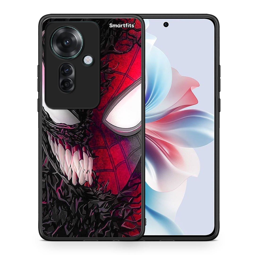 Θήκη Oppo Reno11 F 5G SpiderVenom PopArt από τη Smartfits με σχέδιο στο πίσω μέρος και μαύρο περίβλημα | Oppo Reno11 F 5G SpiderVenom PopArt case with colorful back and black bezels