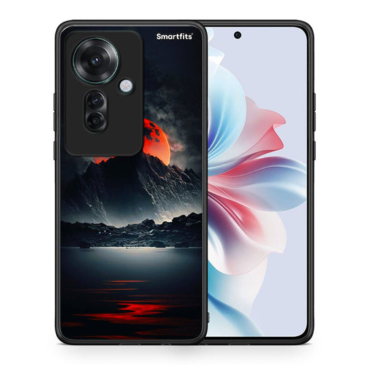 Θήκη Oppo Reno11 F 5G Red Full Moon από τη Smartfits με σχέδιο στο πίσω μέρος και μαύρο περίβλημα | Oppo Reno11 F 5G Red Full Moon case with colorful back and black bezels