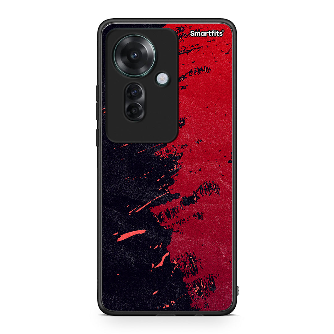Oppo Reno11 F 5G Red Paint Θήκη Αγίου Βαλεντίνου από τη Smartfits με σχέδιο στο πίσω μέρος και μαύρο περίβλημα | Smartphone case with colorful back and black bezels by Smartfits