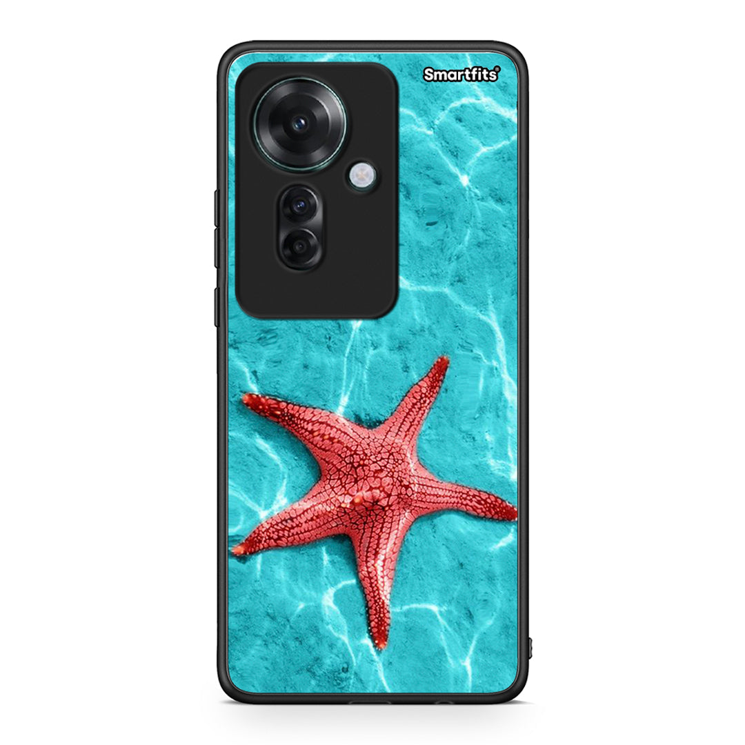 Oppo Reno11 F 5G Red Starfish Θήκη από τη Smartfits με σχέδιο στο πίσω μέρος και μαύρο περίβλημα | Smartphone case with colorful back and black bezels by Smartfits