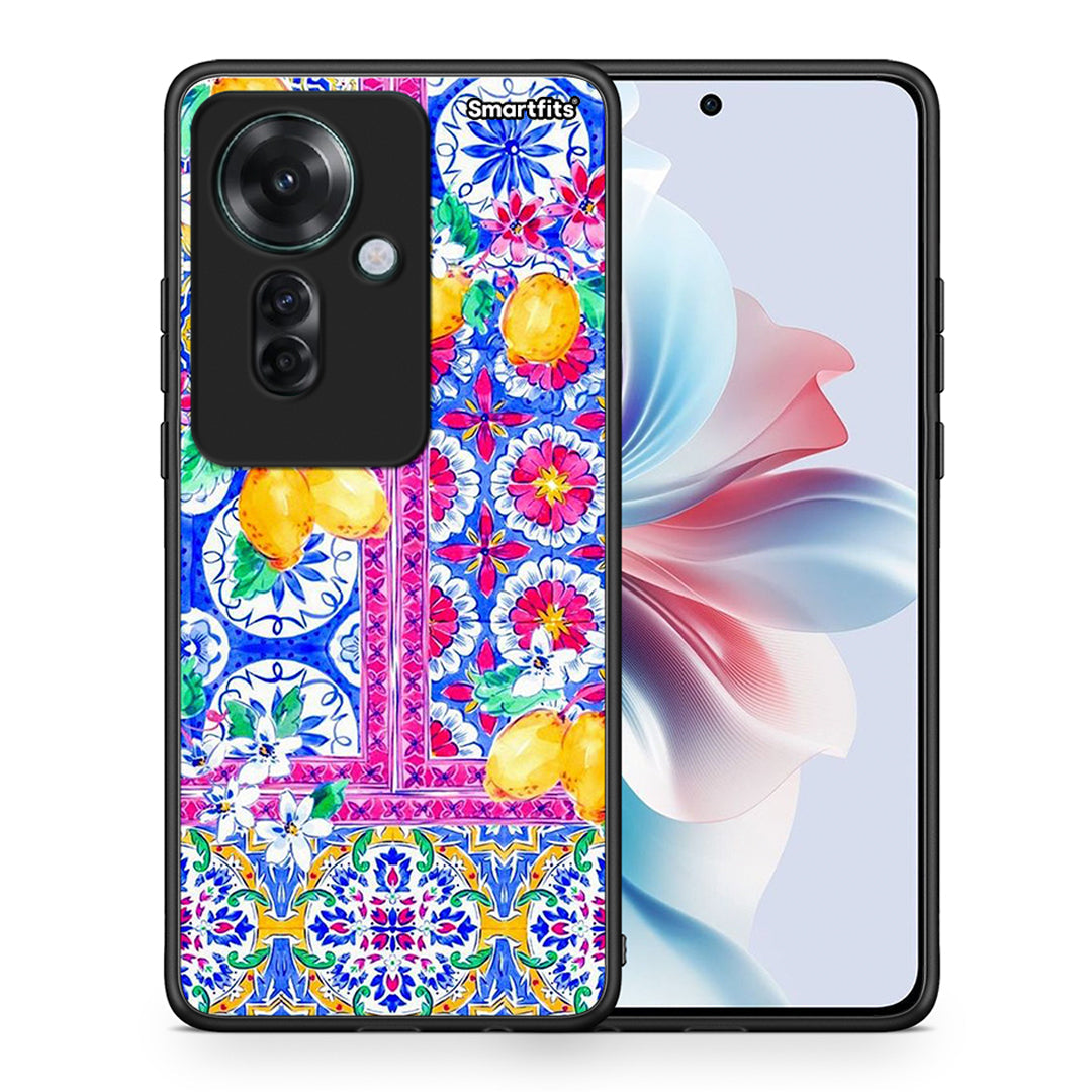 Θήκη Oppo Reno11 F 5G Retro Spring από τη Smartfits με σχέδιο στο πίσω μέρος και μαύρο περίβλημα | Oppo Reno11 F 5G Retro Spring case with colorful back and black bezels