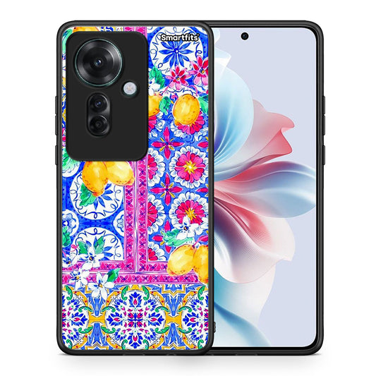 Θήκη Oppo Reno11 F 5G Retro Spring από τη Smartfits με σχέδιο στο πίσω μέρος και μαύρο περίβλημα | Oppo Reno11 F 5G Retro Spring case with colorful back and black bezels