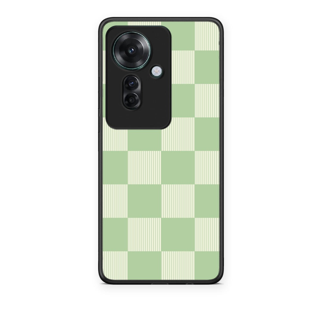 Θήκη Oppo Reno11 F 5G Sage and Cream Striped Checks από τη Smartfits με σχέδιο στο πίσω μέρος και μαύρο περίβλημα | Oppo Reno11 F 5G Sage and Cream Striped Checks case with colorful back and black bezels