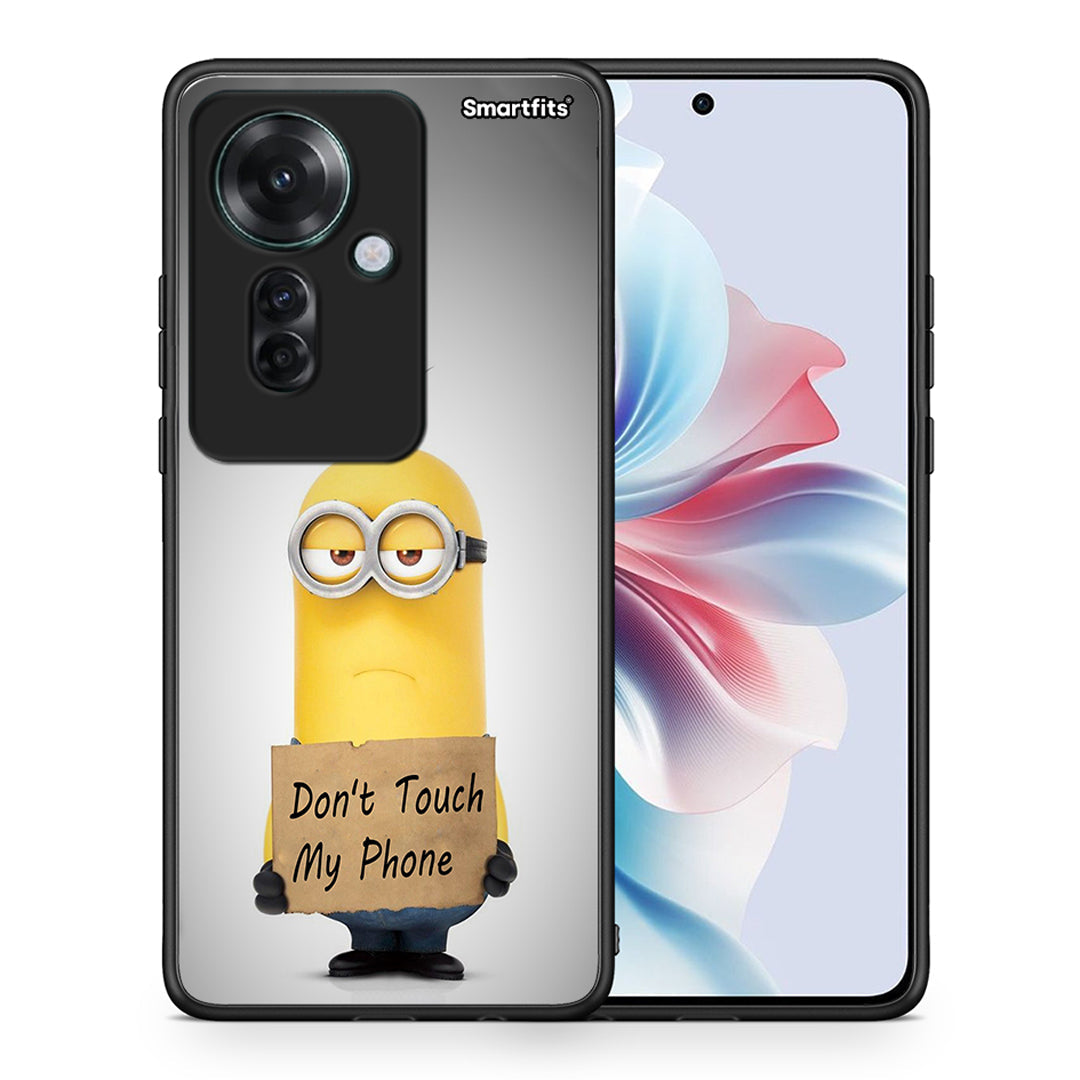 Θήκη Oppo Reno11 F 5G Minion Text από τη Smartfits με σχέδιο στο πίσω μέρος και μαύρο περίβλημα | Oppo Reno11 F 5G Minion Text case with colorful back and black bezels