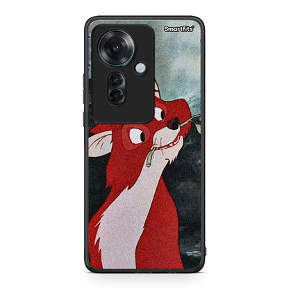 Oppo Reno11 F 5G Tod And Vixey Love 1 θήκη από τη Smartfits με σχέδιο στο πίσω μέρος και μαύρο περίβλημα | Smartphone case with colorful back and black bezels by Smartfits