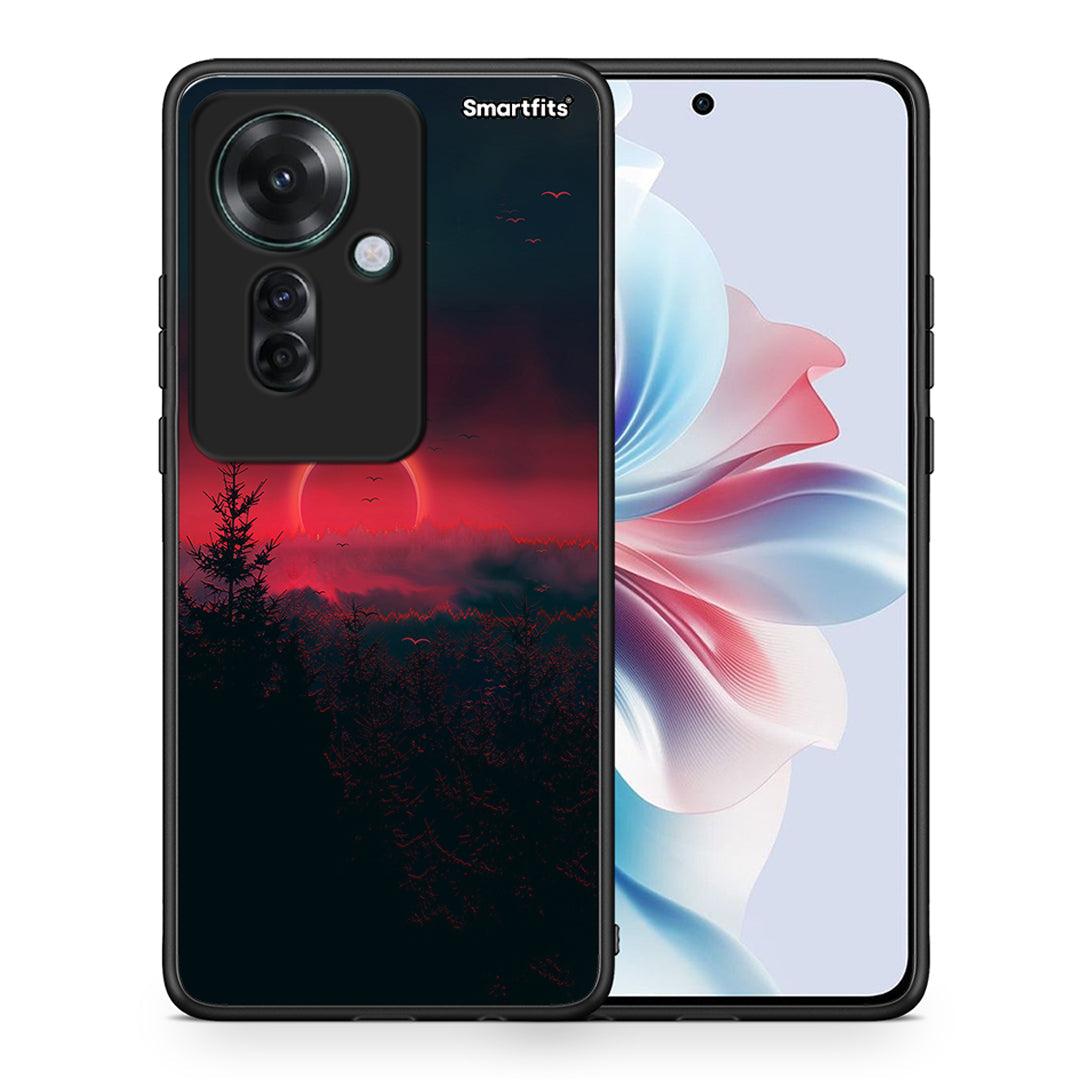 Θήκη Oppo Reno11 F 5G Sunset Tropic από τη Smartfits με σχέδιο στο πίσω μέρος και μαύρο περίβλημα | Oppo Reno11 F 5G Sunset Tropic case with colorful back and black bezels