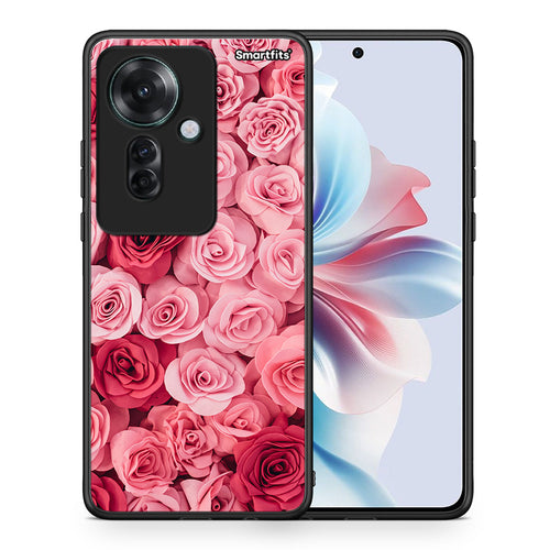 Θήκη Oppo Reno11 F 5G RoseGarden Valentine από τη Smartfits με σχέδιο στο πίσω μέρος και μαύρο περίβλημα | Oppo Reno11 F 5G RoseGarden Valentine case with colorful back and black bezels