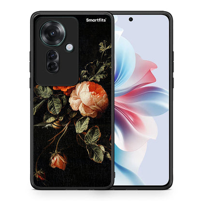 Θήκη Oppo Reno11 F 5G Vintage Roses από τη Smartfits με σχέδιο στο πίσω μέρος και μαύρο περίβλημα | Oppo Reno11 F 5G Vintage Roses case with colorful back and black bezels