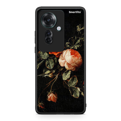 Oppo Reno11 F 5G Vintage Roses θήκη από τη Smartfits με σχέδιο στο πίσω μέρος και μαύρο περίβλημα | Smartphone case with colorful back and black bezels by Smartfits