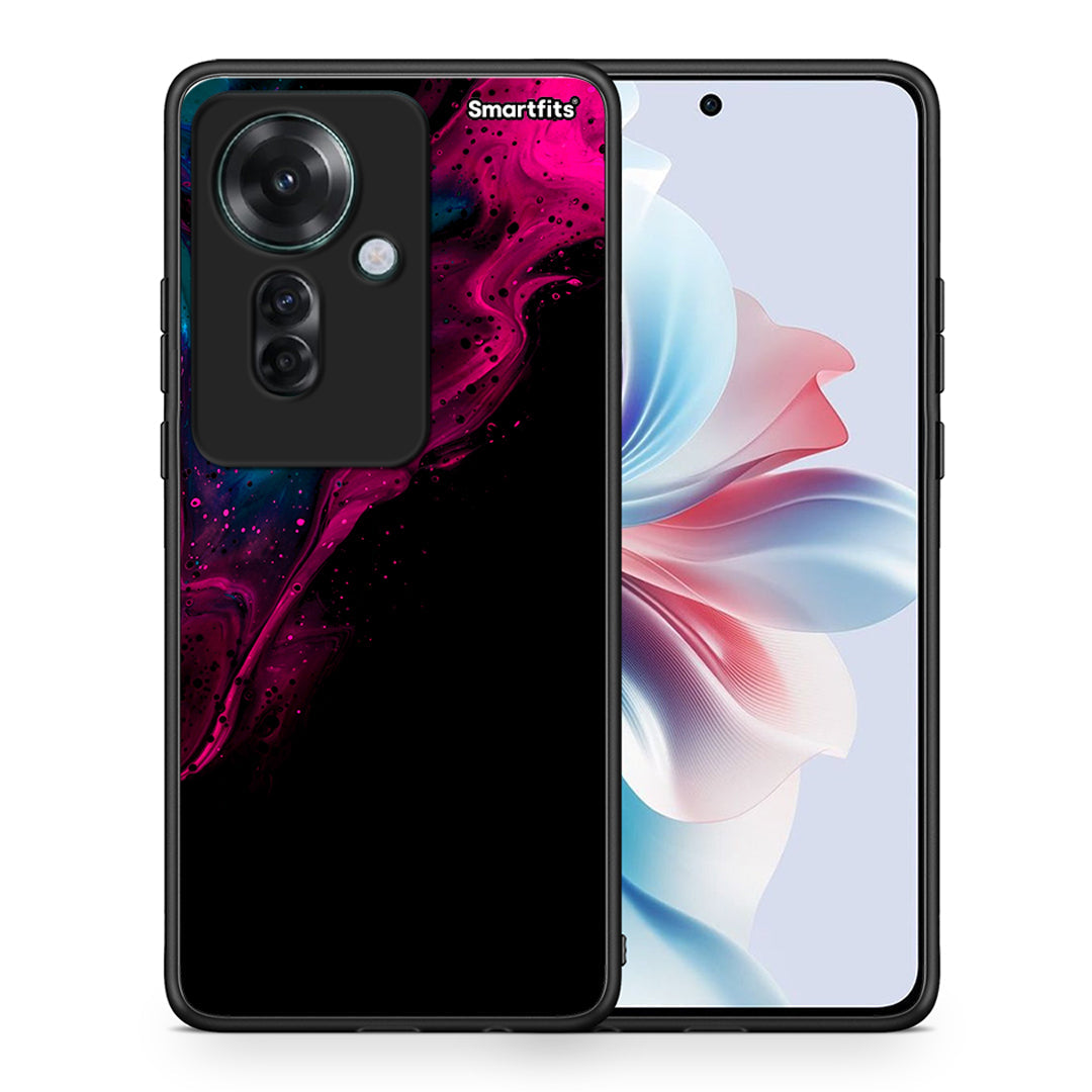 Θήκη Oppo Reno11 F 5G Pink Black Watercolor από τη Smartfits με σχέδιο στο πίσω μέρος και μαύρο περίβλημα | Oppo Reno11 F 5G Pink Black Watercolor case with colorful back and black bezels