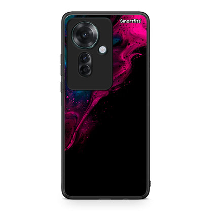 4 - Oppo Reno11 F 5G Pink Black Watercolor case, cover, bumper