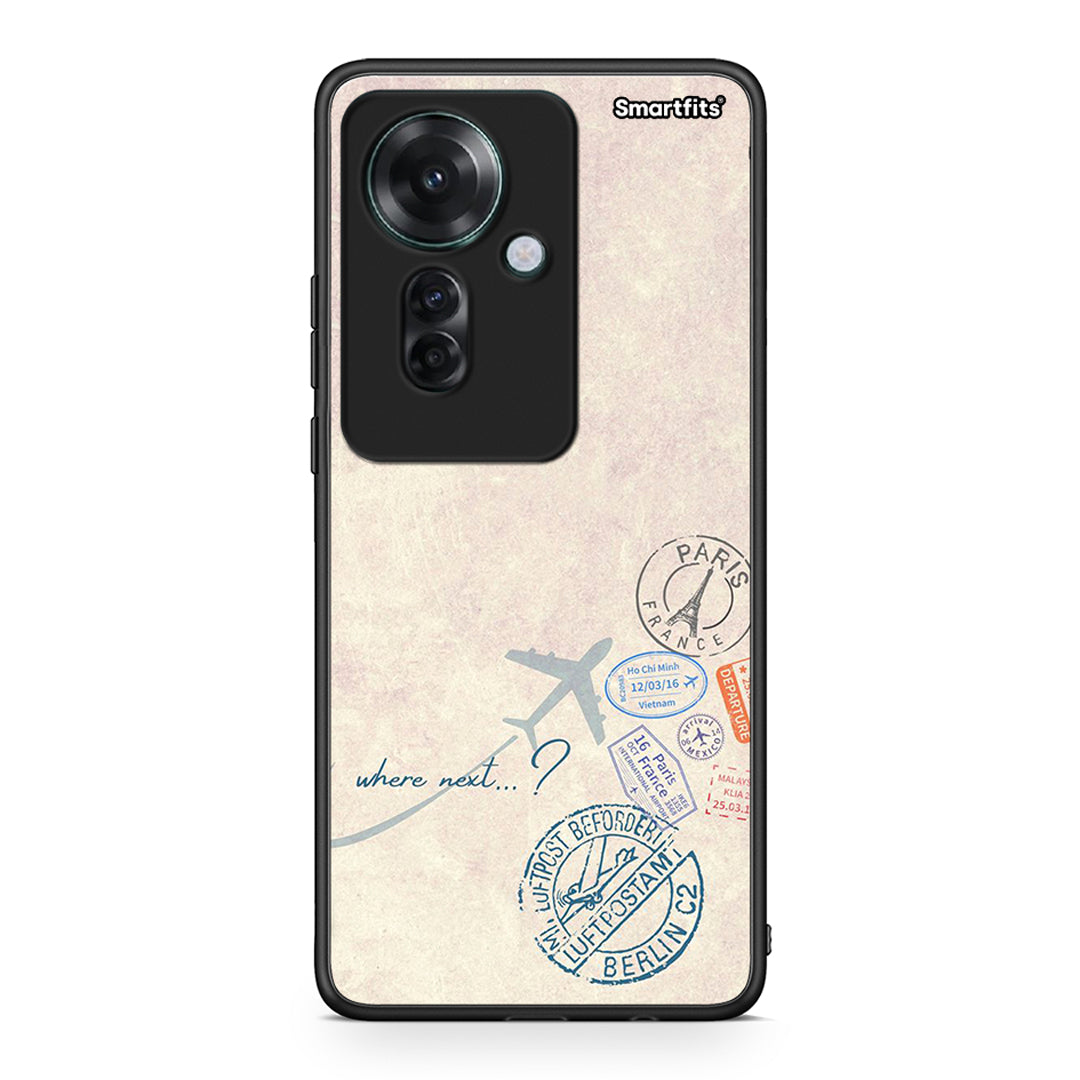 Oppo Reno11 F 5G Where Next Θήκη από τη Smartfits με σχέδιο στο πίσω μέρος και μαύρο περίβλημα | Smartphone case with colorful back and black bezels by Smartfits