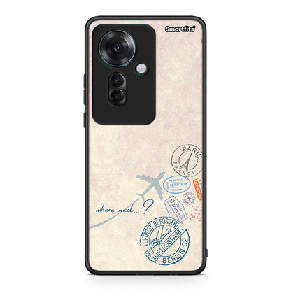 Oppo Reno11 F 5G Where Next Θήκη από τη Smartfits με σχέδιο στο πίσω μέρος και μαύρο περίβλημα | Smartphone case with colorful back and black bezels by Smartfits