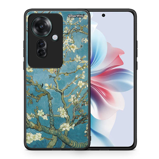 Θήκη Oppo Reno11 F 5G White Blossoms από τη Smartfits με σχέδιο στο πίσω μέρος και μαύρο περίβλημα | Oppo Reno11 F 5G White Blossoms case with colorful back and black bezels