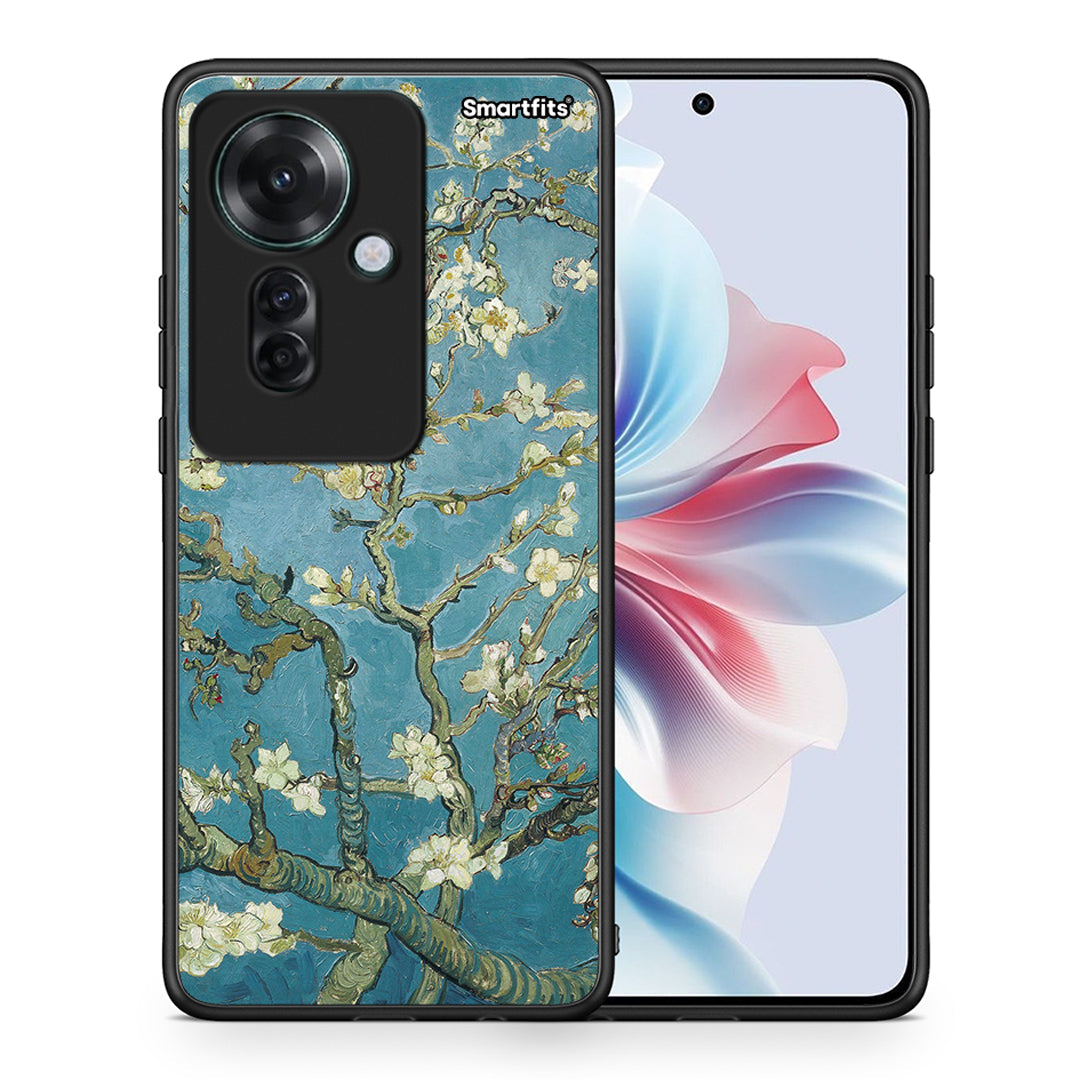 Θήκη Oppo Reno11 F 5G White Blossoms από τη Smartfits με σχέδιο στο πίσω μέρος και μαύρο περίβλημα | Oppo Reno11 F 5G White Blossoms case with colorful back and black bezels