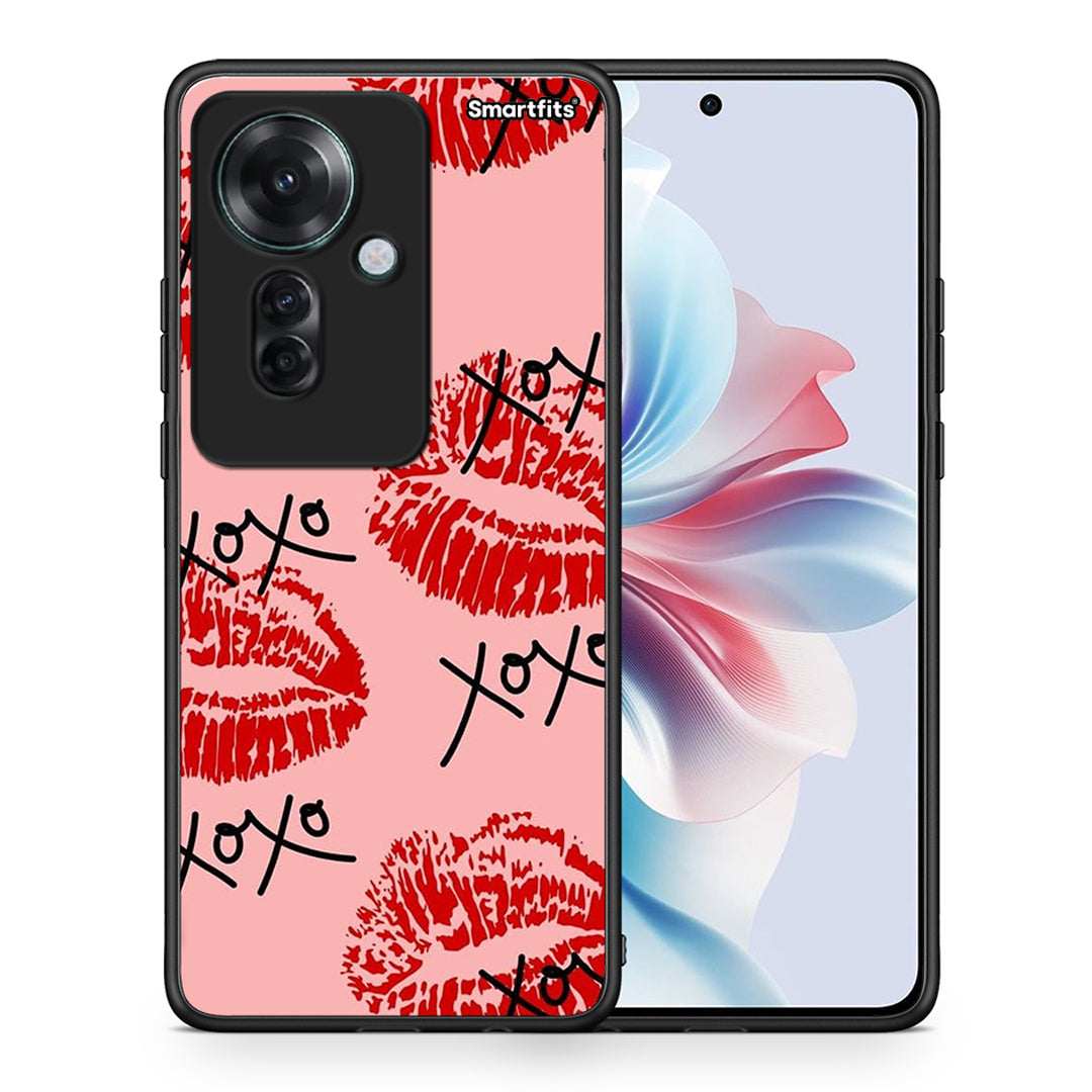 Θήκη Oppo Reno11 F 5G XOXO Lips από τη Smartfits με σχέδιο στο πίσω μέρος και μαύρο περίβλημα | Oppo Reno11 F 5G XOXO Lips case with colorful back and black bezels