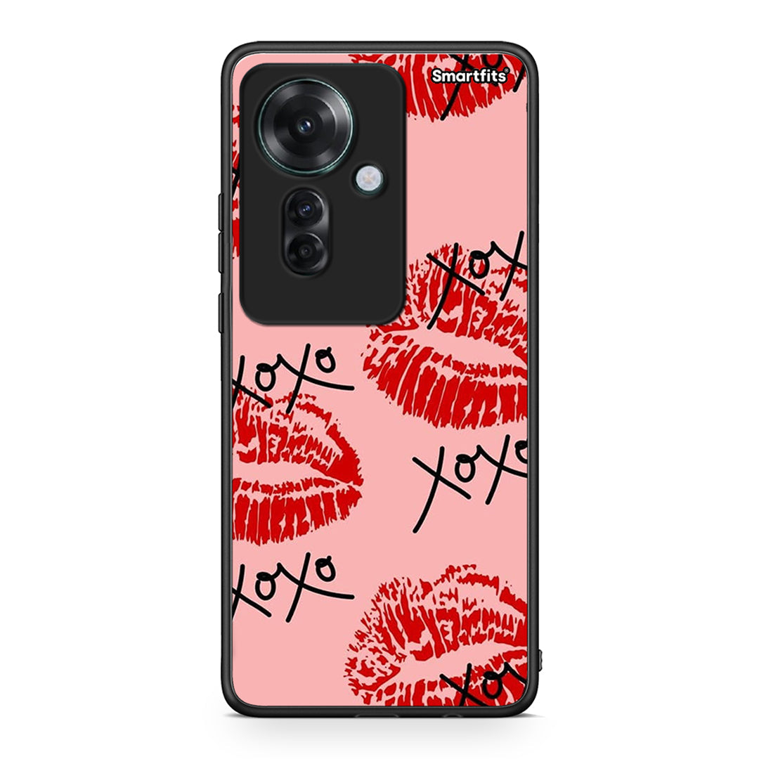 Oppo Reno11 F 5G XOXO Lips θήκη από τη Smartfits με σχέδιο στο πίσω μέρος και μαύρο περίβλημα | Smartphone case with colorful back and black bezels by Smartfits