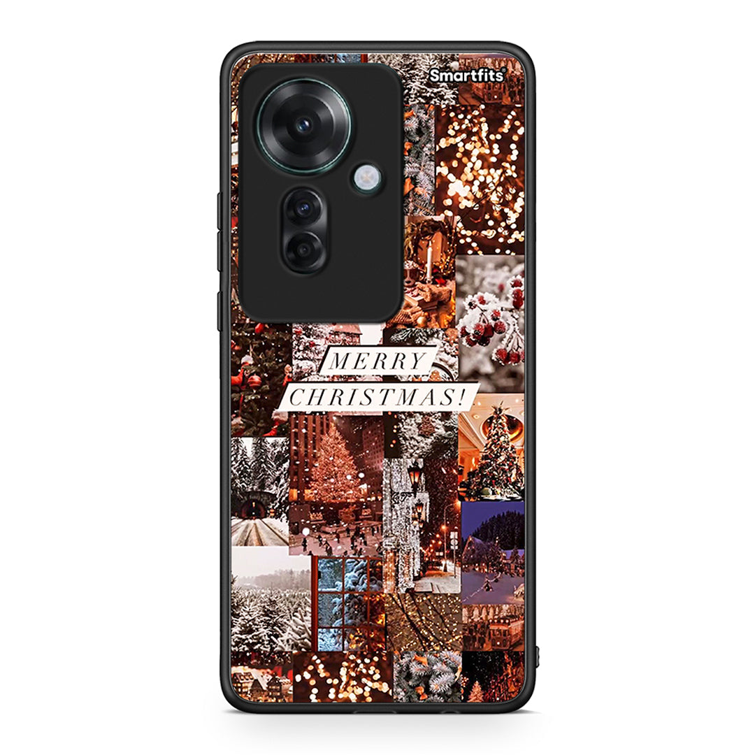 Oppo Reno11 F 5G Xmas Collage θήκη από τη Smartfits με σχέδιο στο πίσω μέρος και μαύρο περίβλημα | Smartphone case with colorful back and black bezels by Smartfits