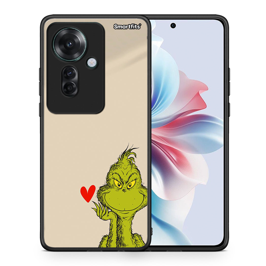 Θήκη Oppo Reno11 F 5G Xmas Grinch από τη Smartfits με σχέδιο στο πίσω μέρος και μαύρο περίβλημα | Oppo Reno11 F 5G Xmas Grinch case with colorful back and black bezels