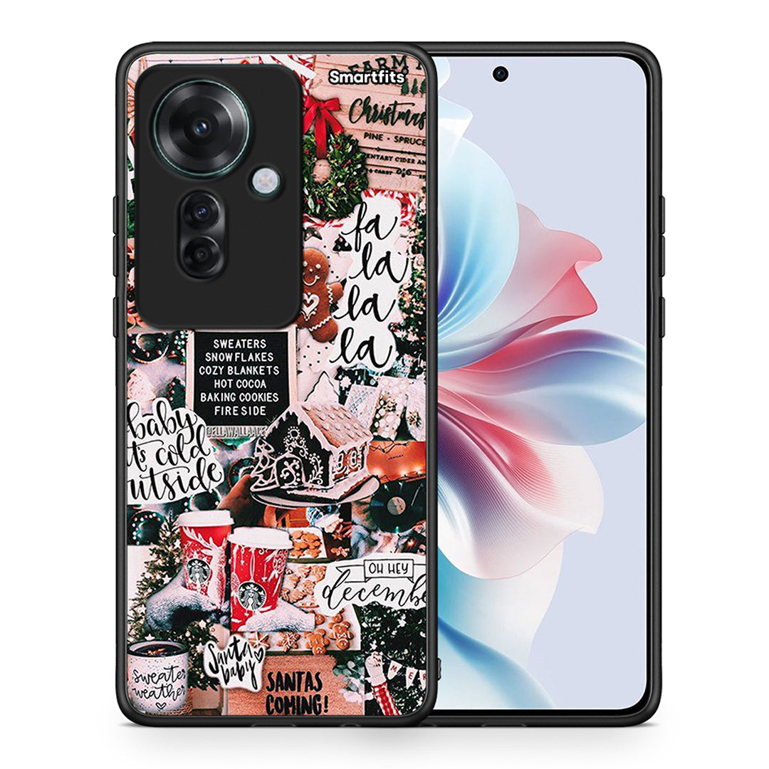 Θήκη Oppo Reno11 F 5G Xmas Habbits από τη Smartfits με σχέδιο στο πίσω μέρος και μαύρο περίβλημα | Oppo Reno11 F 5G Xmas Habbits case with colorful back and black bezels