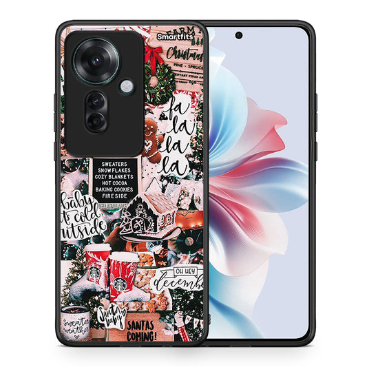 Θήκη Oppo Reno11 F 5G Xmas Habbits από τη Smartfits με σχέδιο στο πίσω μέρος και μαύρο περίβλημα | Oppo Reno11 F 5G Xmas Habbits case with colorful back and black bezels