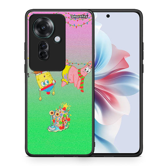 Θήκη Oppo Reno11 F 5G Xmas Lights από τη Smartfits με σχέδιο στο πίσω μέρος και μαύρο περίβλημα | Oppo Reno11 F 5G Xmas Lights case with colorful back and black bezels