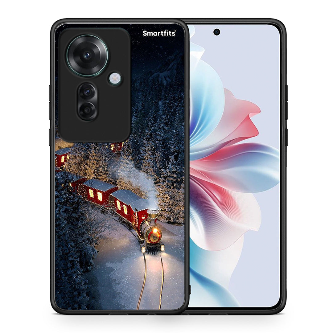 Θήκη Oppo Reno11 F 5G Xmas Train από τη Smartfits με σχέδιο στο πίσω μέρος και μαύρο περίβλημα | Oppo Reno11 F 5G Xmas Train case with colorful back and black bezels