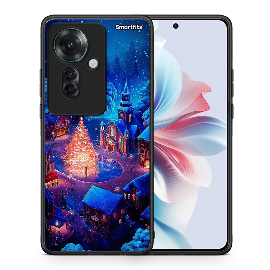 Θήκη Oppo Reno11 F 5G Xmas Village από τη Smartfits με σχέδιο στο πίσω μέρος και μαύρο περίβλημα | Oppo Reno11 F 5G Xmas Village case with colorful back and black bezels