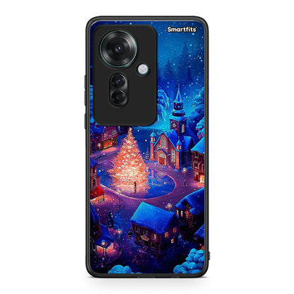 Oppo Reno11 F 5G Xmas Village θήκη από τη Smartfits με σχέδιο στο πίσω μέρος και μαύρο περίβλημα | Smartphone case with colorful back and black bezels by Smartfits