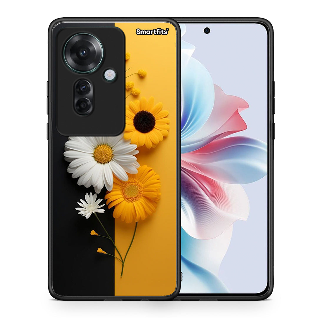 Θήκη Oppo Reno11 F 5G Yellow Daisies από τη Smartfits με σχέδιο στο πίσω μέρος και μαύρο περίβλημα | Oppo Reno11 F 5G Yellow Daisies case with colorful back and black bezels