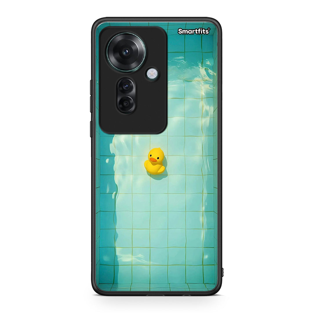 Oppo Reno11 F 5G Yellow Duck θήκη από τη Smartfits με σχέδιο στο πίσω μέρος και μαύρο περίβλημα | Smartphone case with colorful back and black bezels by Smartfits