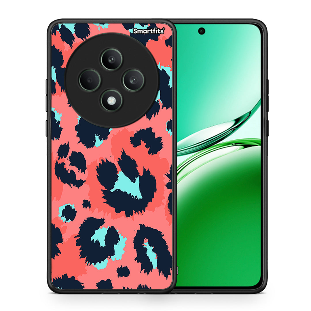 Θήκη Oppo Reno12 F 5G / FS 5G Pink Leopard Animal από τη Smartfits με σχέδιο στο πίσω μέρος και μαύρο περίβλημα | Oppo Reno12 F 5G / FS 5G Pink Leopard Animal case with colorful back and black bezels