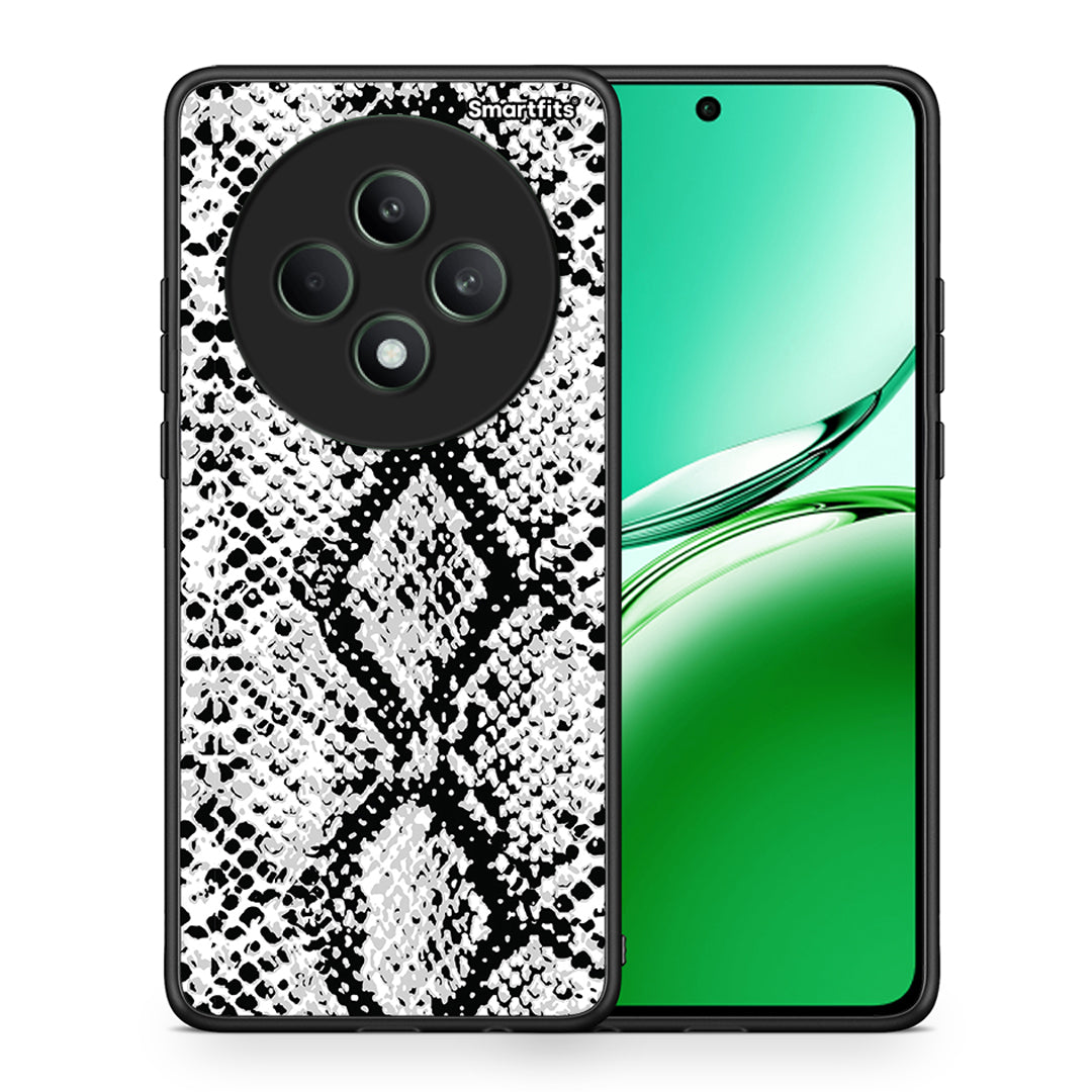 Θήκη Oppo Reno12 F 5G / FS 5G White Snake Animal από τη Smartfits με σχέδιο στο πίσω μέρος και μαύρο περίβλημα | Oppo Reno12 F 5G / FS 5G White Snake Animal case with colorful back and black bezels