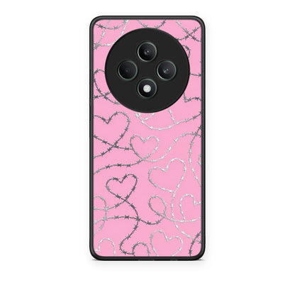 Θήκη Oppo Reno12 F 5G / FS 5G Barbed Wire Hearts on Pink από τη Smartfits με σχέδιο στο πίσω μέρος και μαύρο περίβλημα | Oppo Reno12 F 5G / FS 5G Barbed Wire Hearts on Pink case with colorful back and black bezels