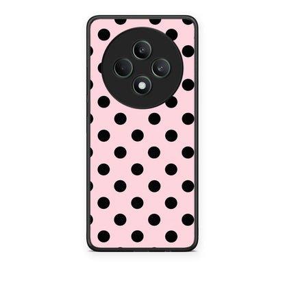 Θήκη Oppo Reno12 F 5G / FS 5G Black Polka Dots on Pink από τη Smartfits με σχέδιο στο πίσω μέρος και μαύρο περίβλημα | Oppo Reno12 F 5G / FS 5G Black Polka Dots on Pink case with colorful back and black bezels