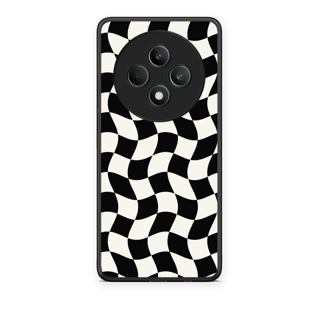 Θήκη Oppo Reno12 F 5G / FS 5G Black and Cream Wavy Checkerboard από τη Smartfits με σχέδιο στο πίσω μέρος και μαύρο περίβλημα | Oppo Reno12 F 5G / FS 5G Black and Cream Wavy Checkerboard case with colorful back and black bezels