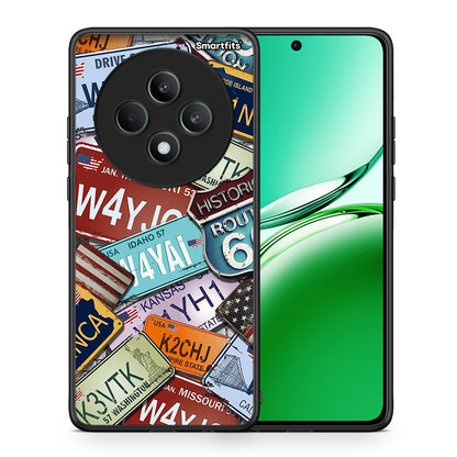 Θήκη Oppo Reno12 F 5G / FS 5G Car Plates από τη Smartfits με σχέδιο στο πίσω μέρος και μαύρο περίβλημα | Oppo Reno12 F 5G / FS 5G Car Plates case with colorful back and black bezels