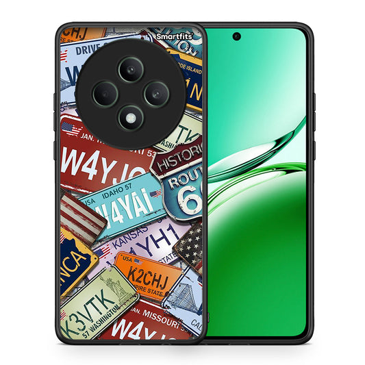 Θήκη Oppo Reno12 F 5G / FS 5G Car Plates από τη Smartfits με σχέδιο στο πίσω μέρος και μαύρο περίβλημα | Oppo Reno12 F 5G / FS 5G Car Plates case with colorful back and black bezels