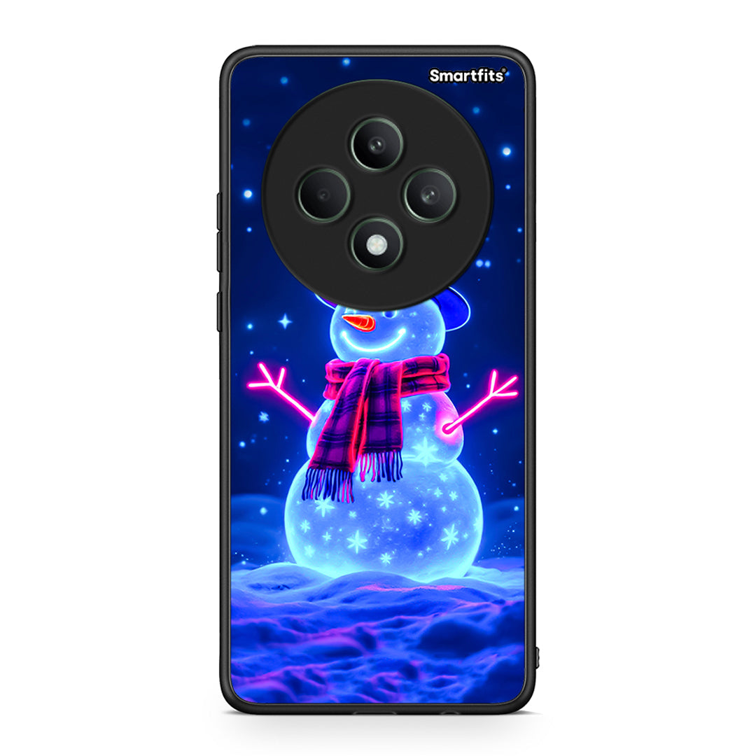 Oppo Reno12 F 5G / FS 5G Christmas Neon Snowman θήκη από τη Smartfits με σχέδιο στο πίσω μέρος και μαύρο περίβλημα | Smartphone case with colorful back and black bezels by Smartfits